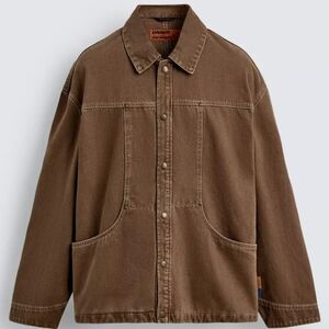 Men's Brown Zara Textured Overshirt
